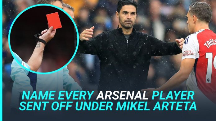 Football quiz: Name every Arsenal player sent off under Mikel Arteta…